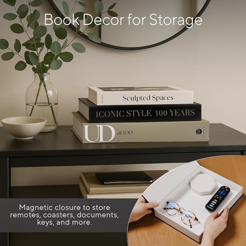 Aesthetic Decorative Books Set of 3 Designer Faux Books for Decoration to Enhance Mid Century Coffee Table Decor Bookshelf Mantle Shelf Console Table Entryway Décor Minimalist Fake Book Storage Box