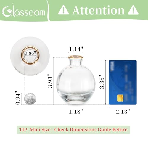 Glass Bud Vase for Centerpieces, 6Pcs/2Sets Glasseam Modern Gold Rim Mini Small Vases for Flowers Bulk Flower Vase Set Aesthetic Cute Handmade Tiny Short Wedding Table Centerpiece Decor - color: Gold Rim, size: 2 Sets