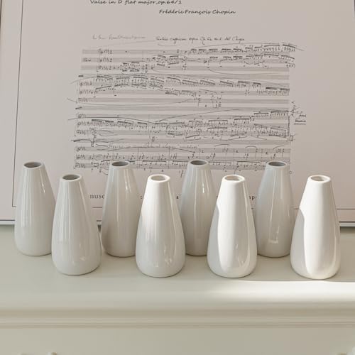 Modern White Ceramic Vase Set of 16 for Living Room Bedroom 5.1'' Minimalist Fresh Flower Vases for Home Decor Office Fireplace Centerpieces Nordic Style Gift for Fake Plant 16 Pack - color: 16 Pack White - Style 2 Large