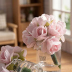 2Pcs 1:12 Scale Glass Vase with Flowers Set, Decorative Accessories for Mini Scene, Mini Decoration Dollhouse Décor
