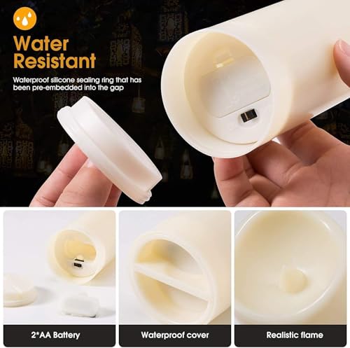 CLTNIKET12-Pack LED Flameless Candles(D 2.2''X H 4'' 5'' 6'' 7'') with Remote Control Waterproof Outdoors & Indoors, Battery Candles with Remote Timer, Decorative Remote Led Candles. - color: 1-Ivory-12