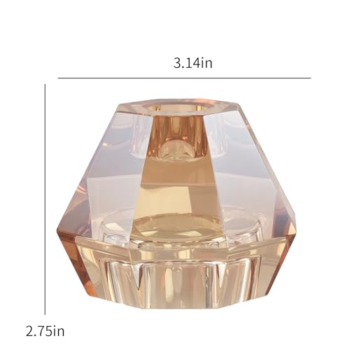 Crystal Tealight Candle Holders, Premium 2-in-1 Diamond Wedding Centerpiece Candelabra for Taper, Tea Lights, Dining Table, Home Decor, Luxury Gift Set (Champagne) - color: Champagne