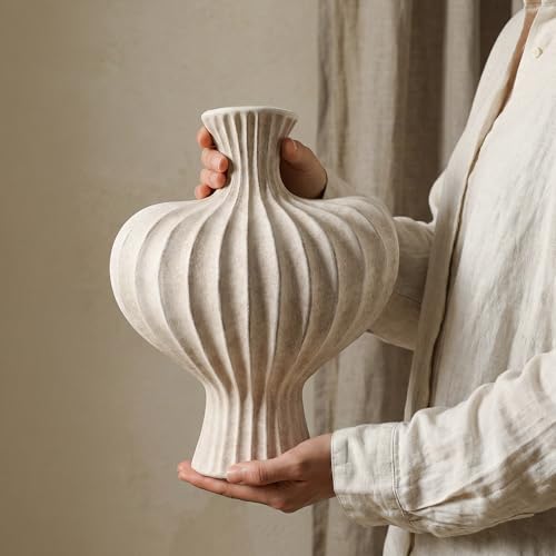 Ceramic Flower Vase Home Decor,11" Rustic Vintage Clay Beige Heart Terracotta Vases Farmhouse Table Vases Living Room Decor Pottery Pots for Home Shelf Coffee Dining Desk Fireplace - color: D-11"h-antique Beige
