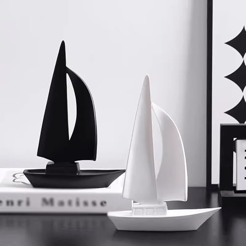 Statue Decorations Sailing Boat Ornaments Niche High-end Sense Light Luxury High-end Living Room Furniture Foyer Wine Cabinet TV Cabinet Decorations Home Decor Object(White)