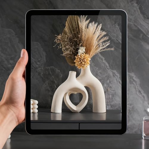 Lvases Modern Ceramic Vase, Snuggle Heart-Shaped Abstract Sculpture Vases, Minimalist Boho Home Decor for Living Room Shelf & Table Centerpiece Decorative Vase (Milky White) - color: Milky White