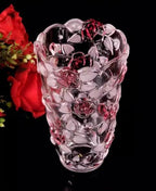 Glass Flowers Vase 9.3 inch Tall, Unique Crystal Vases for Tables Centerpieces, Vintage Rose Large Vases Christmas Thanksgiving Gifts