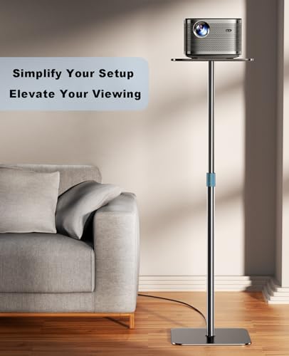 Projector Stand Adjustable Height 41" to 63" Projector Floor Stand with Tray Projector Shelf Stand for Presentations, Home Movie, Studio, Office