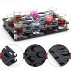 NBEADS 24 Shot Glass Tray Holder, Black Bar Acrylic Shot Glasses Holders Wine Glass Cup Serving Tray Cups Organizer Shot Glass Display for Party Bar Club, Hole: 1.5 Inch - color: Black