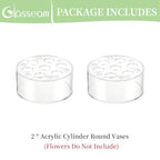 Glasseam Acrylic Flower Vase for Centerpieces: Set of 2 Wedding Party Dining Room Table Decorations, Cylinder Round Clear Vases with 13 Holes (5.9in)