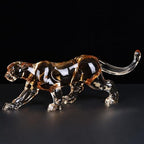 16" L Acrylic Cheetah Statue, Crystal Glass Finish Leopard Figurine, Gold Clear Jaguar Sculpture for Home Or Office Cool Decor, Large Luxury Panther Desk Animal Art African Statues