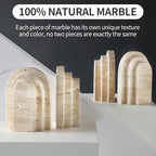 BUICCE Modern Book Ends for Shelves Nature Marble Decorative Bookends Heavy Duty Bookshelf Holder for Office Desk Decoration (Beige)