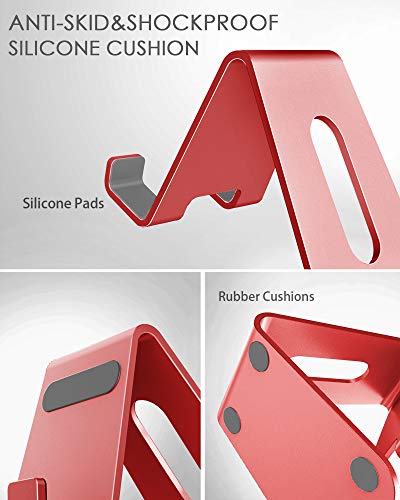 CreaDream Cell Phone Stand, Cradle, Holder,Aluminum Desktop Stand Compatible with Switch, All Smart Phone, iPhone 11 Pro Xs Max Xr X Se 8 7 6 6s Plus SE 5 5s (Red) - color: Red