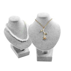 Mini Pendant Jewelry Display Stand Bust White PU Holder Black Velvet Mannequin Necklace Stand Wooden Portrait Model 12cm (Gray) - color: Gray