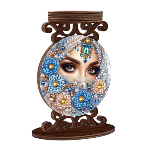 ARTopet DIY Diamond Art Painting Candlestick Holders Wooden Desk Candle Holder Ornament Double Sided Diamond Tabletop Ornaments for Home Decor-Women - color: Women