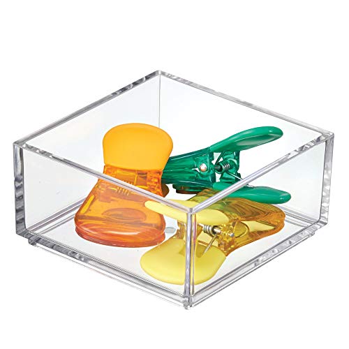 iDesign Clarity Plastic Drawer Organizer, Storage Container for Kitchen Gadgets, Corks, Sticky-Notes, Clips in Pantry, Cabinets, Countertops, 4" x 4" x 2" - Clear,X-Small - size: XS
