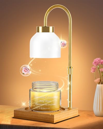 Candle Warmer Lamp with Timer - Upgraded Wax Warmer Lamp with Dimmable, Adjustable Height - Electric Candle Burner for Any Size Jar, Ideal Gift (White) - color: White