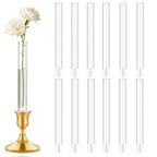 12 Pack 7.9” Acrylic Bud Vase — Cylinder Bud Vase for Taper Candlesticks, Flower Vase with Silicon Rubber Case Fits Candlestick Size 20-22mm, Perfect for Tablescapes, Weddings & Home Decor - size: 12 PC Solid