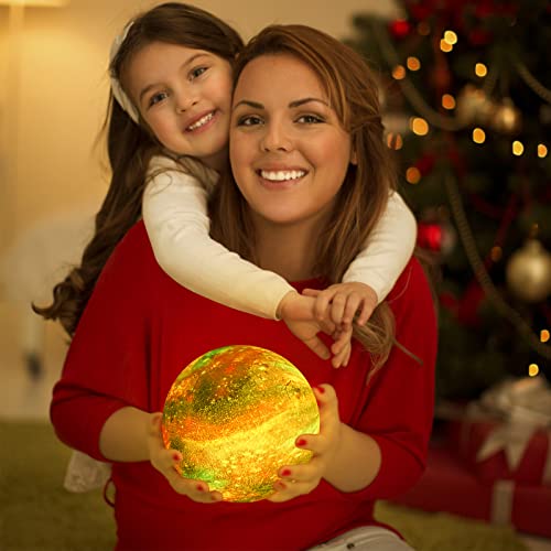 BRIGHTWORLD 7.1inch Galaxy Lamp 16 Colors Moon Lamp 3D Printing, Remote & Touch Control USB Rechargeable, Birthday Gifts for Women Room Decor Aesthetic（Black Hand Base） - style: 7.1in Black Hand Base
