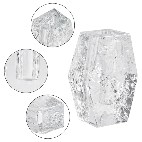 Glacier Series Crystal Vase 4.7-inch High, Modern Crystal Home Office Decor for Living Room Dining Table Centerpieces, Birthday and Wedding - size: Small