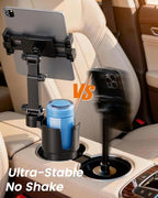 OHLPRO Cup Holder Tablet Mount for Car, Anti-Shake iPad Stand with Drink Holder Fits 5-17" iPad, Tab S10, iPhone, Heavy Duty Truck Vehicle Auto Accessories, Dual Handle Slots Large Mugs - size: for 5-17'' tablet