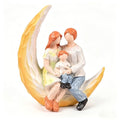 Creative Moon Family Statues - Mothers Day Decor Gifts Figurine for Mom Hand-Painted Orange Hair Sculpted Heartfelt Love Home Decor for Home Bedroom Living Room