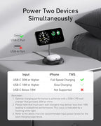 Anker MagSafe Compatible MagGo Charger Stand, iPhone 17 Wireless Charger, 2-in-1 Charging Station, Qi2 Certified 15W Fast Charging, for iPhone 17/16/15/14/13/12, AirPods Pro (Black, No Adapter) - color: Black
