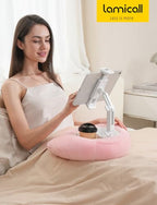 Lamicall Kindle Holder Tablet Pillow Stand - [360° Adjustable Arm][Soft & Washable] iPad Lap Holder, Kindle Accessories for Reading in Bed, iPad Stand with Bowl for 4.7-13" Tablet, E-Reader, iPhone - color: Pink