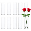 10 Pack Glass Cylinder Vases, 8 Inch Small Clear Cylinder Flower Vase Floating Candle Holders Glass Vases for Centerpiece Table Party Home Wedding
