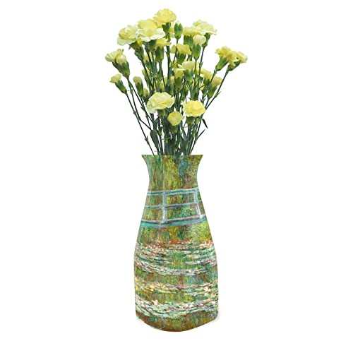 MODGY Collapsible and Expandable Flower Vase Plastic Decorative Modern Centerpieces Dining Table Decor Living Room Bathroom Wedding Office, Monet Water Lily Pond - style: Water Lily Pond
