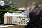 Lavender Inspired Welcome to Our Beautiful Chaos - Rustic Farmhouse Stacked Books - Set of 4 Wooden Book Bundle - Farmhouse Home Decor - Housewarming Gift - color: Welcome to Our Beautiful Chaos