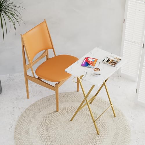 VECELO Folding TV Tray for Eating Set of 2, Portable Dinner/Snack Table with Cup Holder for Couch, Living Room and Small Space, Gold - color: Gold, size: 2 Pack