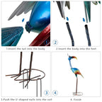 DREAMSOUL 30" Tall Bird Garden Statues Metal Standing Bird Outdoor Statues, 3D Funny Statue for Garden Patio Lawn - color: Blue