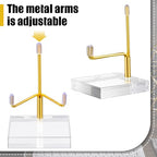 Kigley 8 Pcs Adjustable Metal Arm Display Stand Crystal Holder Easel Display with Acrylic Base Easel Rock Mineral Stand for Geodes Mineral Agate Collection (Gold,2.36 x 2.36 x 3.54 Inches) - color: Gold, size: 2.36 x 2.36 x 3.54 Inches