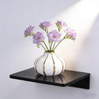 White Gold Home Decor Vase, Round White Bud Ceramic Vase for Flowers, Luxury Home Decoration, Dining Table Centerpiece (E-White)