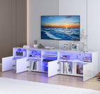 jiteentarou 79IN LED TV Stand for 75/80/85inch TV,High Glossy Modern TV Stand for Living Room,TV Entertainment Center with Adjustable Storage Shelf,RGB LED Lighting,TV Console(White) - color: White