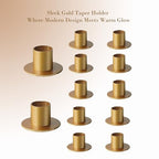 12 Pcs Brass Gold Taper Candle Holders Elegant Candlestick Set for Table Centerpieces, Festive Mantel Displays & Sophisticated Home Decor