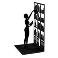 Balvi The Library Metal Bookend – Decorative and Functional Book Holder for Home and Office – Sturdy Black Design with Anti-Slip Bumpers – Ideal Gift for Book Lovers – Sujetalibros