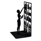 Balvi The Library Metal Bookend – Decorative and Functional Book Holder for Home and Office – Sturdy Black Design with Anti-Slip Bumpers – Ideal Gift for Book Lovers – Sujetalibros