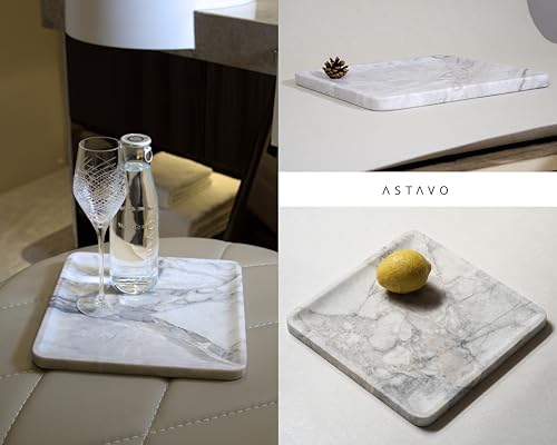 Natural Square Grey Marble Tray 10.6" – Luxurious Grey-White Marble Decorative Tray for Fruits, Food, Perfume, Jewelry, & Keys, Versatile Home Decor Tray for Bathroom, Vanity, Coffee Table & Entryway