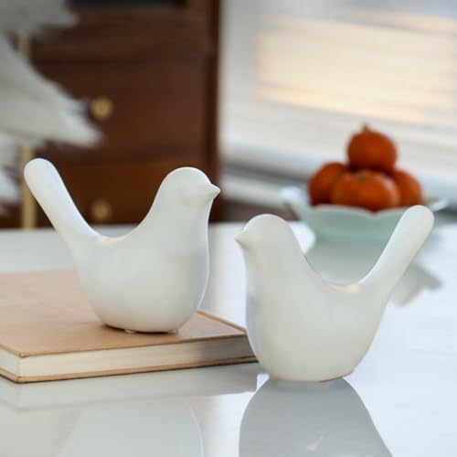 Small Animal Statues 2 Pack, Home Decor Modern Style, Decorative Ornaments for Living Room, Bedroom, Office Desktop, Cabinets, White - color: White