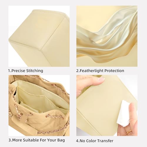 DGAZ Silk Purse Organizer Insert Fits Chanel 25 Handbags，Silky Smooth Bag Organizer，Luxury Handbag & Tote Shaper(Jaune poussin,Medium) - color: Jaune poussin, size: Medium
