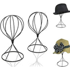 Mydio 2 Pieces Modern Metal Hat Stands Durable Stable Metal Hat Cap Rack Wigs Holder (black) - color: black