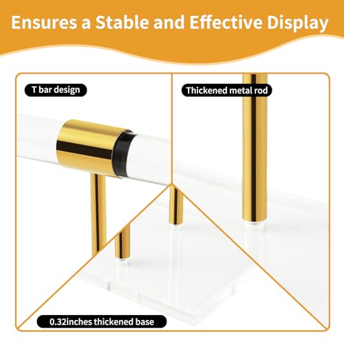 Acrylic Bracelet Holder, Necklace Holder Display Stand, 2 Tier T-Bar Jewelry Organizer, Stainless Rod Tangle-free Countertop Jewelry Rack for Vendors Retail Store Home, Gfit for Women - size: 2 Tier