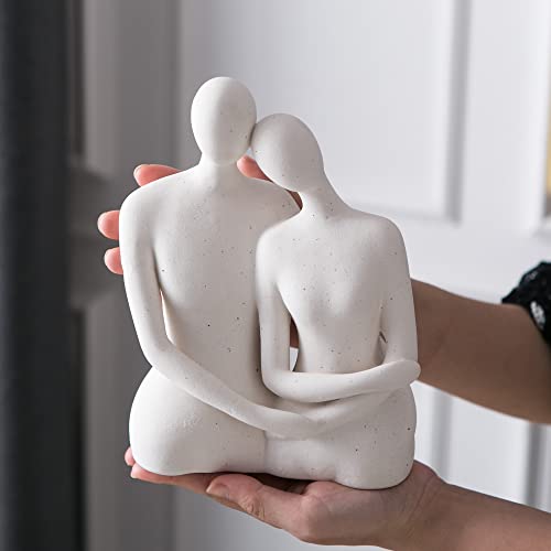 Mowtanco Couple Figurines – Modern Ceramic Sculpture for Home Decor, Living Room, Bedroom, Shelf, Office, Coffee Table – Abstract Collectible Statue Gift for Wedding or Anniversary