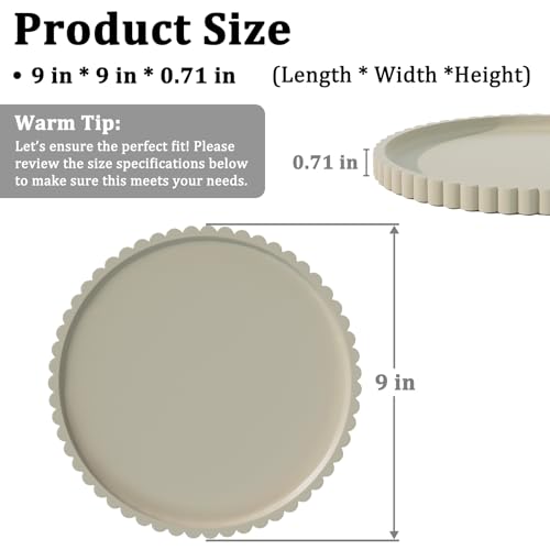 Silicone Bathroom Vanity Tray, Modern Round Decorative Tray for Countertop, Waterproof & Unbreakable Cosmetic Perfume Organizer, Extra-Thick & Sturdy, Easy to Clean Candle Tray (9 Inch, Khaki) - color: Khaki, size: 9"