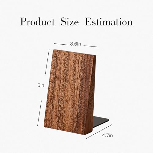 Natural Walnut Wood Bookends for Shelves – Heavy Duty Book Organizer