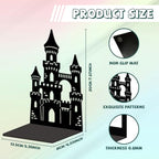 Peacoblue Metal Bookends for Shelves, Modern Decorative Heavy Duty Study Book Ends Stoppers for Office, Desk, Shelf, Room 5.3"x4.3"x7.9" Cast Iron Simple Tall Bookends 1 Pair (Castle) - style: Castle