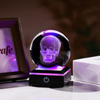 Qianwei 3D Crystal Skull Decor- 80MM Halloween Skull Light Witch Figurines Occult Medieval Goth Satanic Home Desk Glass Skull Decor Witchy Gifts Horror Statue - style: Skull
