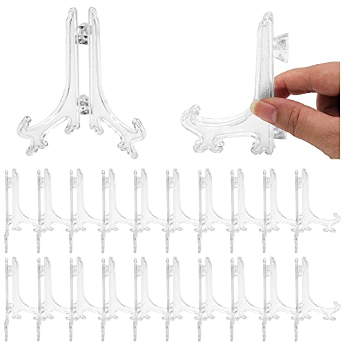 Zorfeter 25 Pcs 4 Inch Clear Plastic Easels or Stand/Plate Holders, Displays Pictures/Photos, Artworks, Posters, Small Boards - color: Clear, size: 4 Inch 25pcs