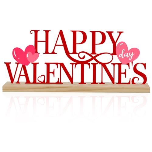 COCHIE Metal Happy Valentine's Day Sign, Valentines Day Decorations for Home, Party, Shelf, Mantel, Indoor, Valentine Heart Decor, Valentines Day Table Top Decoration (Valentine) - style: Valentine